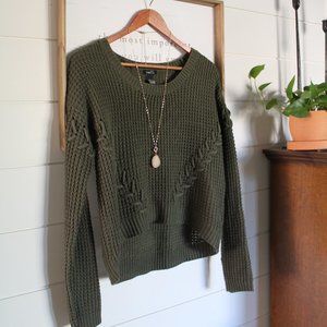Rue21 Chunky Crochet Crop Olive Green Sweater L